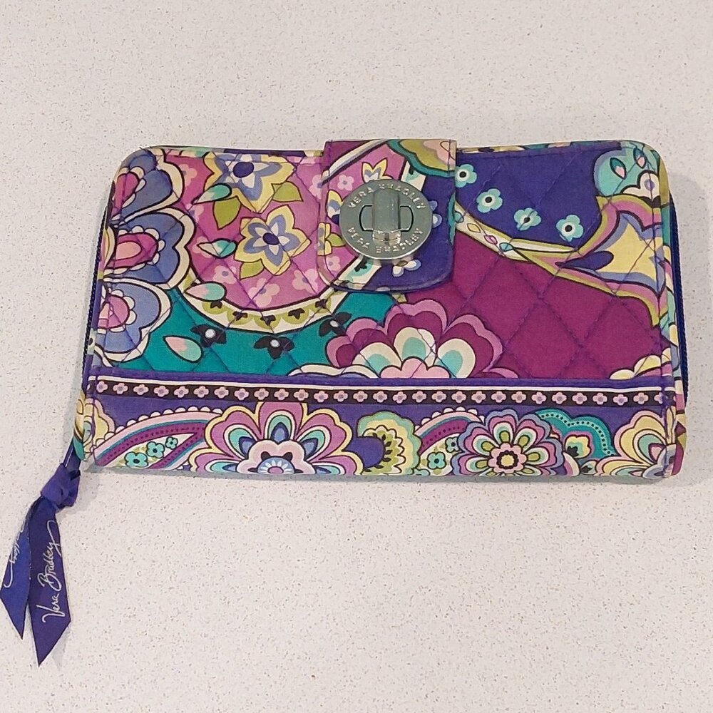 Vera Bradley Purple Paisley Turnlock Wallet